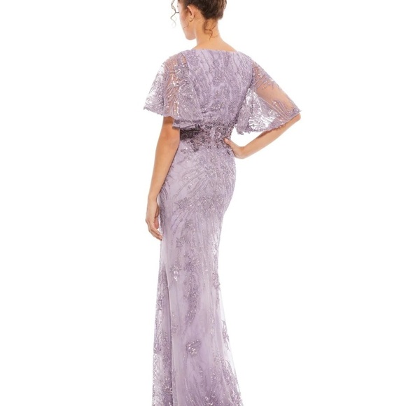 Mac Duggal 67493 NWOT VINTAGE FLUTTER SLEEVE EVENING GOWN - Picture 3 of 9